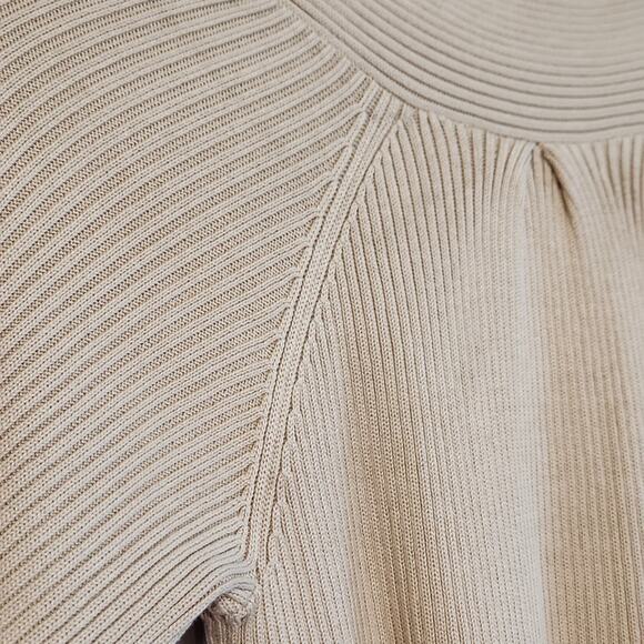 INC Womens Long Line Silk Blend Button Tie Front Short Sleeve Tan Cardigan SM - Picture 3 of 9